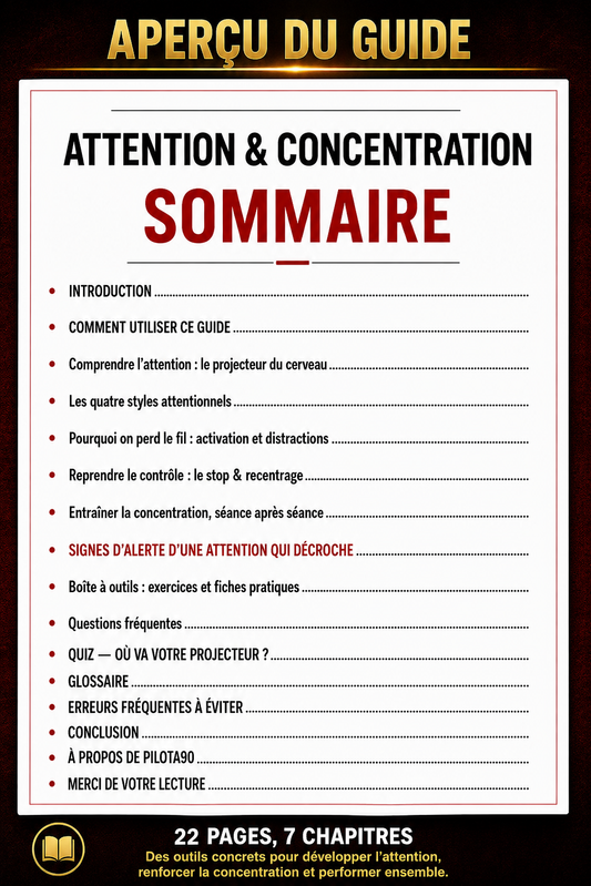 Concentration : apprenez-lui à revenir dans le match, seul